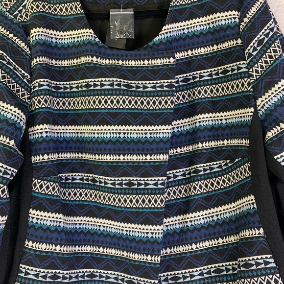 LANE BRYANT Black & Teal Geometric Aztec Stripe Long Sleeve Blazer Jacket-NWT‎ - Picture 4 of 16